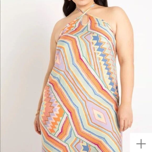 Eloquii Dresses & Skirts - Eloquii Multi-colored Aztec Print Halter Dress Long Women's Size 20